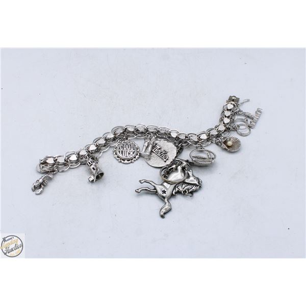 SILVER PLATED CHARM BRACELET