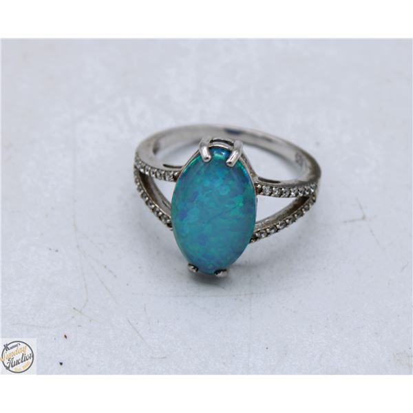925 STAMPED 3 GRAM RING SZ 8 OPAL CENTER