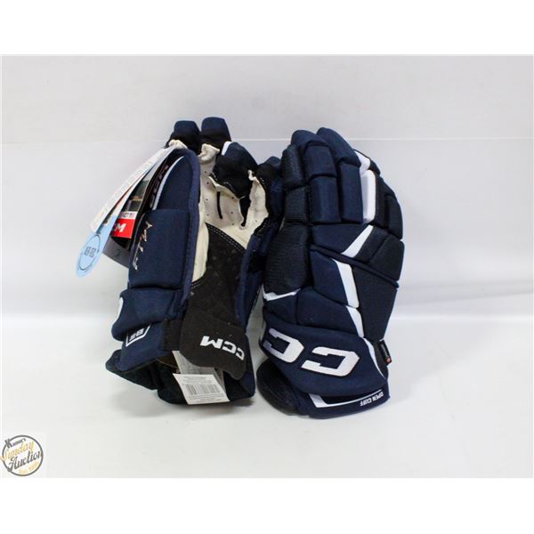 PAIR OF CCM 14" TAPERED HOCKEY GLOVES BLUE COLOUR