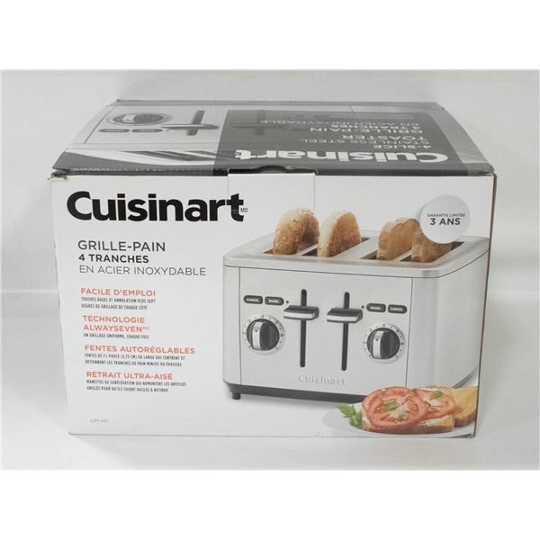NEW CUISINART 4 SLICE STAINLESS STEEL TOASTER