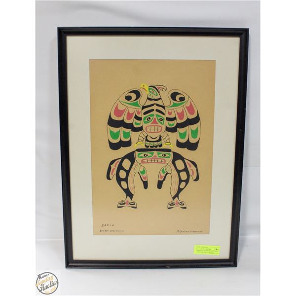 ORIGINAL RAYMOND WADHAMS HAIDA ART EAGLE WHALE