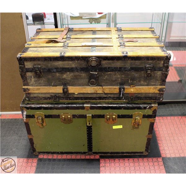 2 VINTAGE TRUNKS 36"X21"X 12" AND 36"X19"X20"