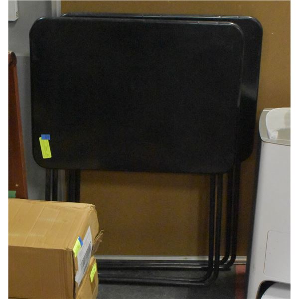 PAIR OF BLACK FOLDING TABLES 24" X 18" EACH