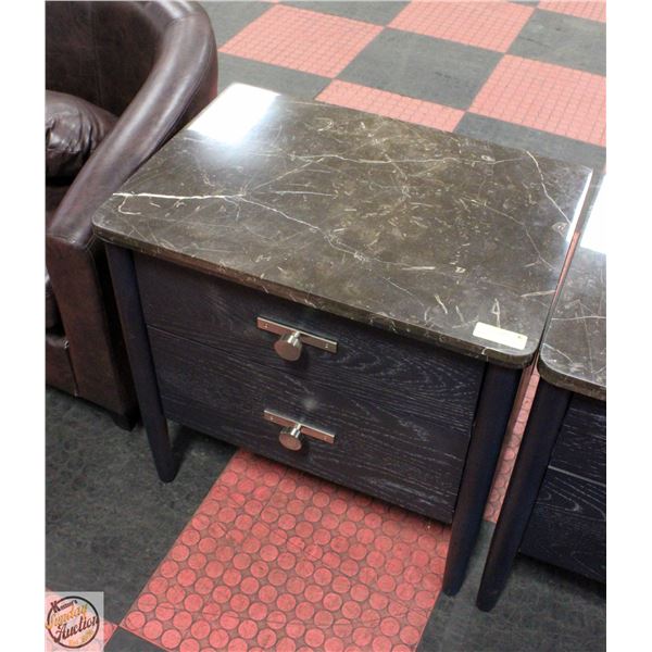 SHOWHOME STONE TOP SIDE TABLE 26.5”X18”X26”