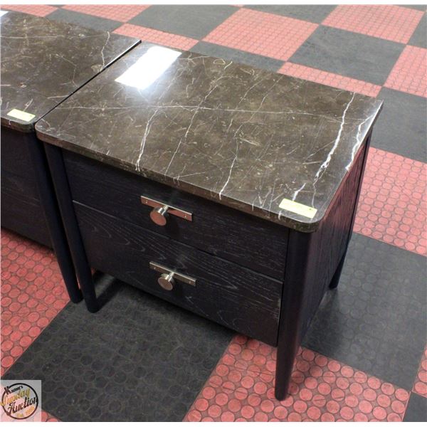 SHOWHOME STONE TOP SIDE TABLE 26.5”X18”X26”