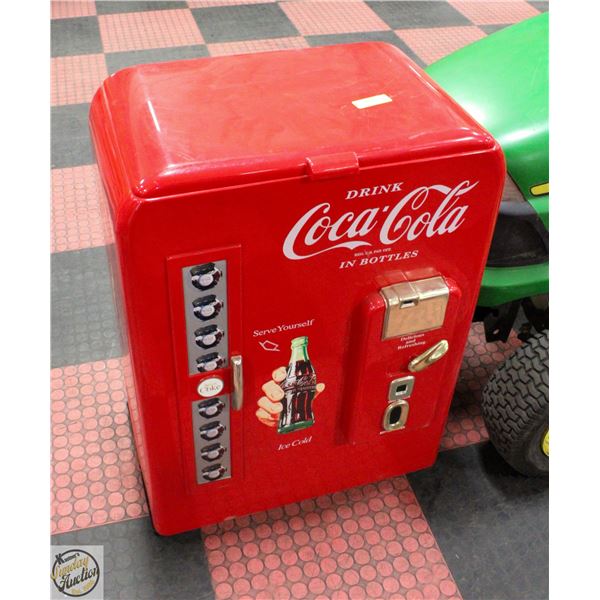 COCA-COLA MACHINE PLASTIC COOLER, 35"H,