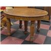 ANTIQUE TIGER WOOD KITCHEN TABLE H-28" DIAM.-47.5"