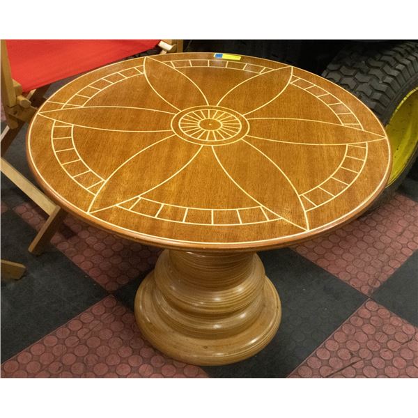 SOLID WOOD INLAY END TABLE H-21"