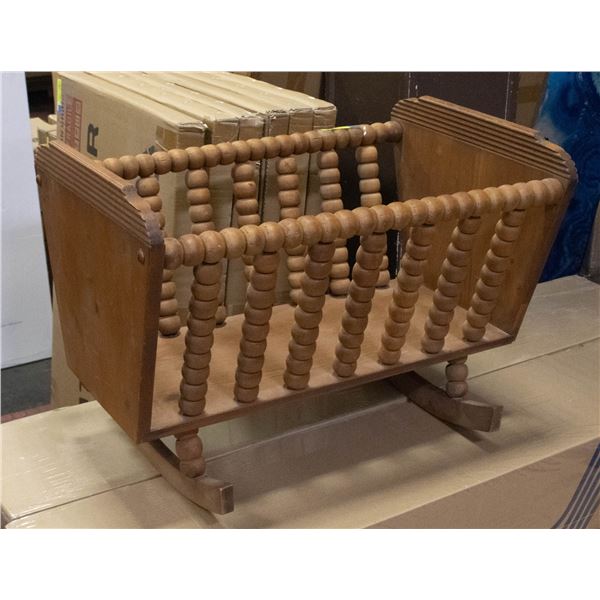 ANTIQUE HANDCARVED SOLID WOOD ROCKER CRADLE