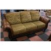 Image 1 : BROWN LEATHERETTE ANF FABRIC SOFA