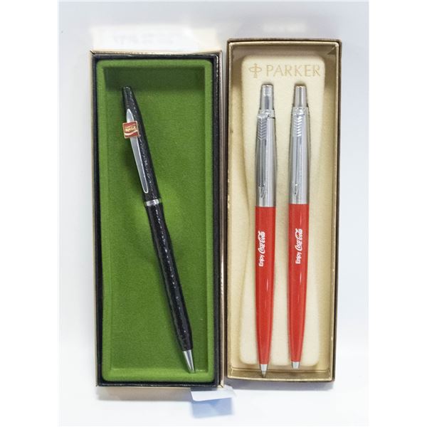 LOT OF 2 VINTAGE NEW OLD STOCK COCA-COLA PEN SETS