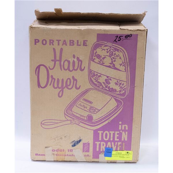 NEW OLDSTOCK PORTABLE HAIR DRYER IN TOTE'N TRAVEL