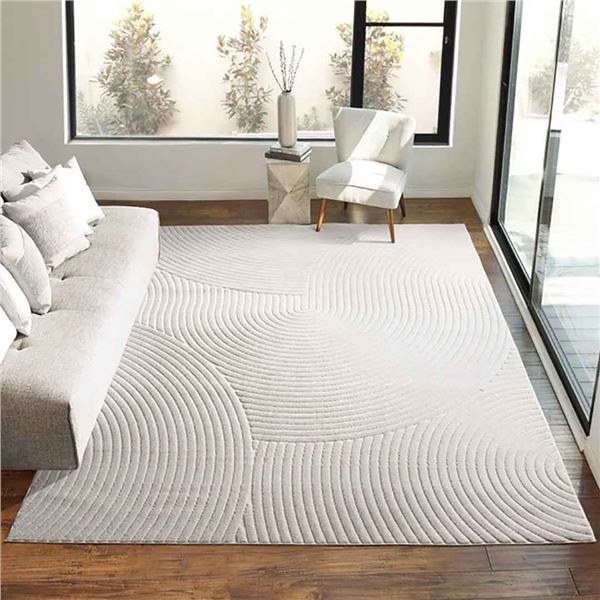 NEW CAMDEN MITSURI CREAM AREA RUG 5FT 3" X 7FT