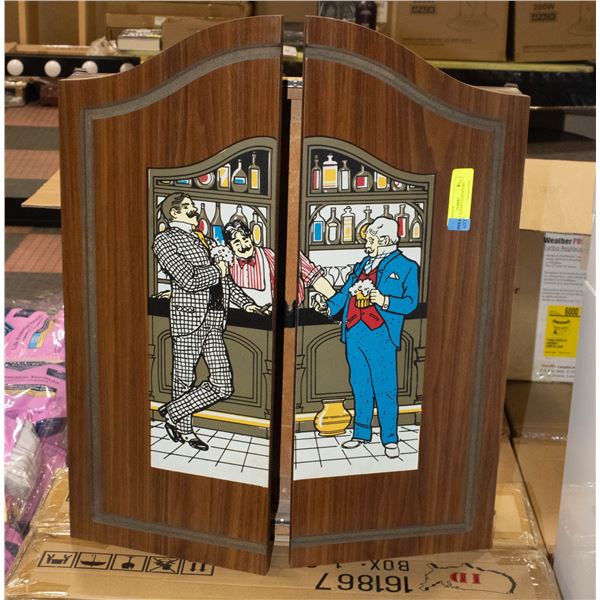 VINTAGE WOODEN DARTBOARD CABINET