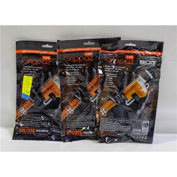 3PKS OF 10 GLOVES BDG GRIPPAZ NITRILE MECHANIC