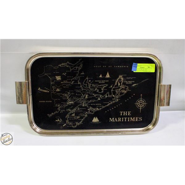 THE MARITIMES MAP METAL BAR TRAY