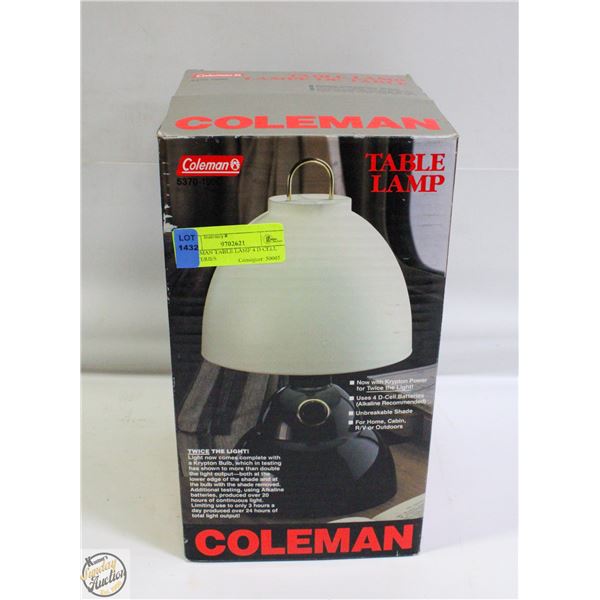 COLEMAN TABLE LAMP 4 D CELL BATTERIES