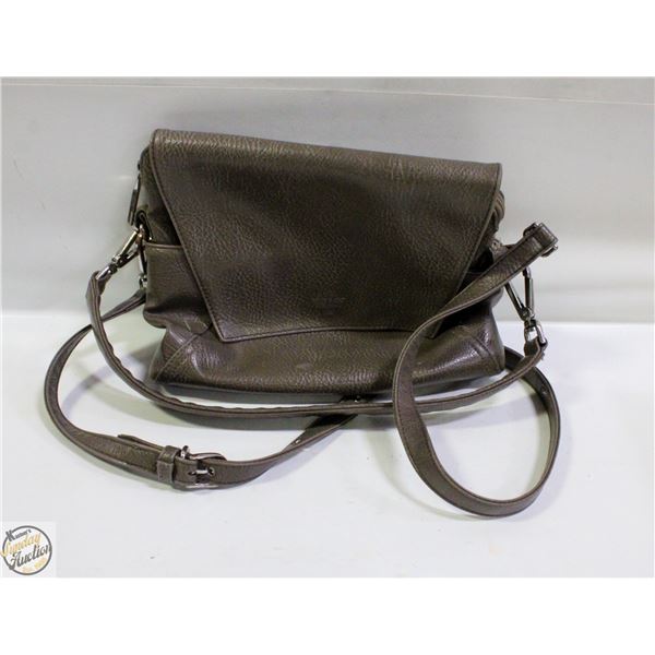 MATT & NAT GREY LEATHER CROSS BODY PURSE