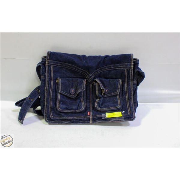 VINTAGE LEVI DENIN CROSS BODY BAG 16" X 12"