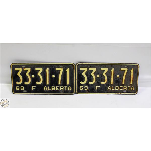 MATCHING 1969 ALBERTA LICENSE PLATES
