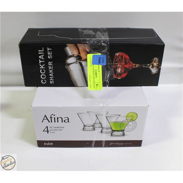COCKTAIL SHAKER AND MARTINI GLASS SET