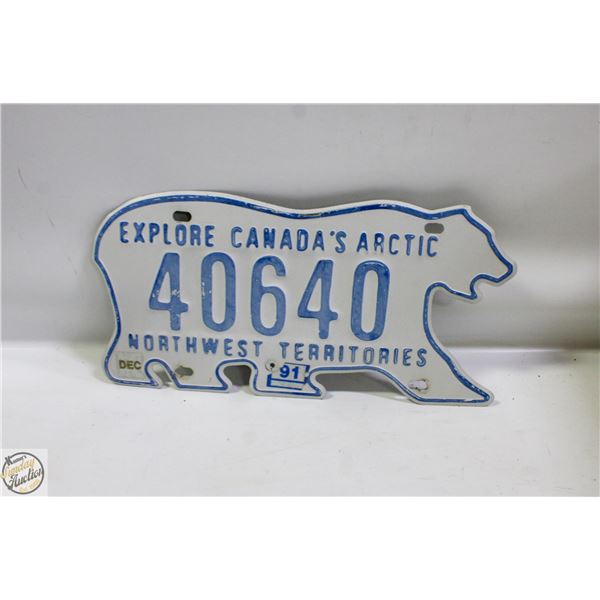 POLAR BEAR NORTHWEST TERRITORIES LICENSE PLATE