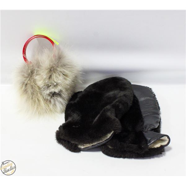WOLF FUR EAR MUFFS & FUR FAUX VINTAGE