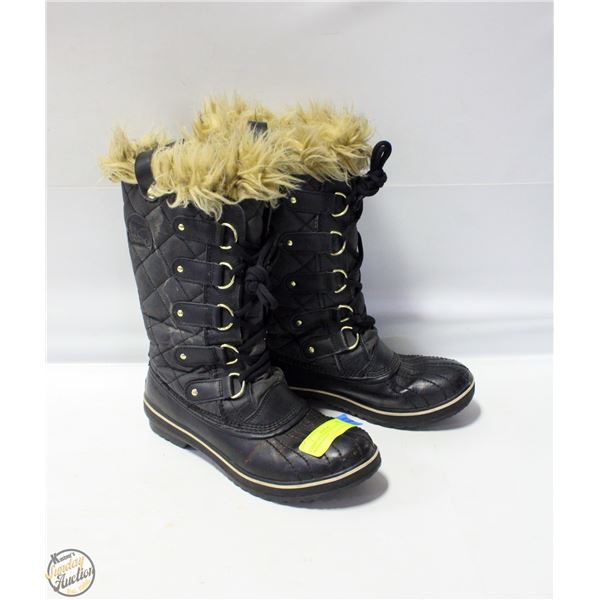LADIES SZ 8 SOREL BLACK WATERPROOF WINTER BOOTS