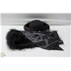 Image 1 : OSTRICH FEATHER SHAWL WITH WOOL HAT