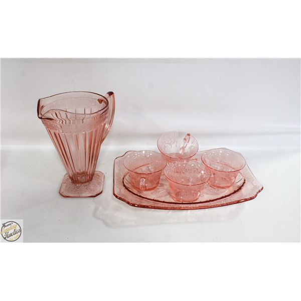 FLAT OF DEPRESSION ERA GLASS IN ROYAL LACE PATTERN