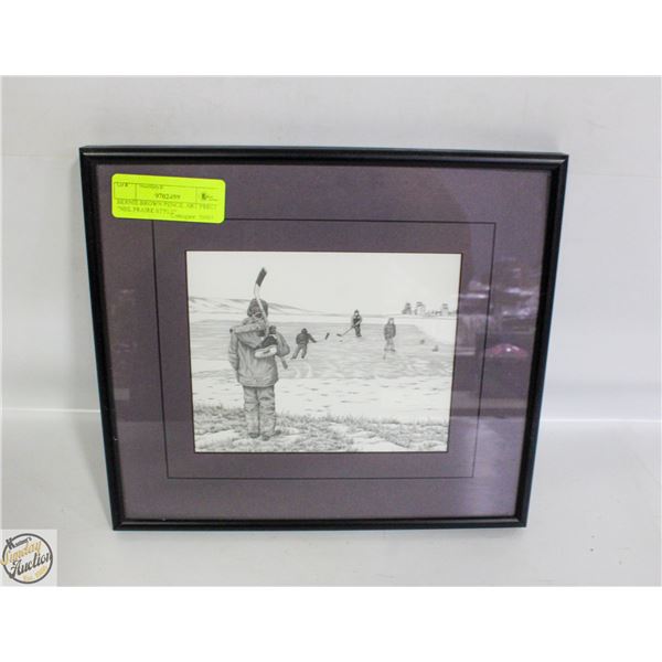 BERNIE BROWN PENCIL ART PRINT "NHL PRAIRE STYLE"