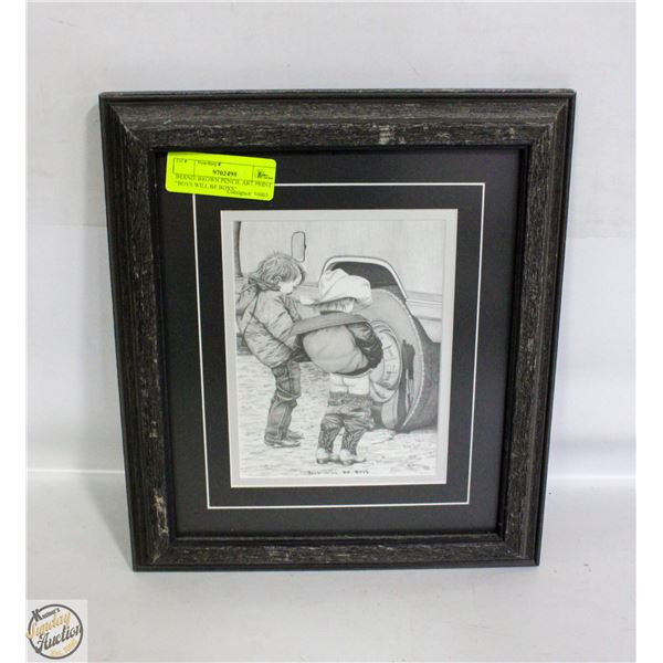 BERNIE BROWN PENCIL ART PRINT "BOYS WILL BE BOYS"