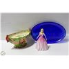 Image 1 : 3 PCS. BLUE PLATE, ROYAL DALTON PRETTY LADY,