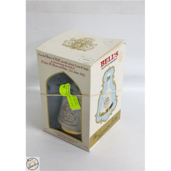 VINTAGE WADE WHISKEY BELL DECANTER TO COMMEMORATE