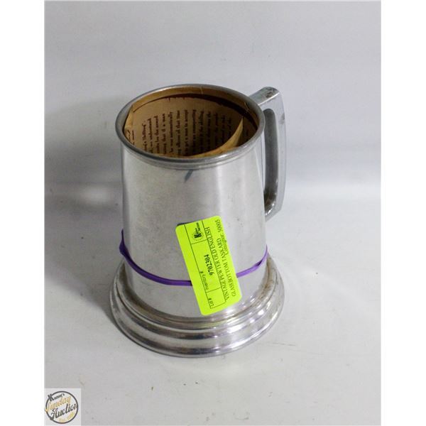 VINTAGE PEWTER OLD ENGLISH GLASS BOTTOM TANKARD