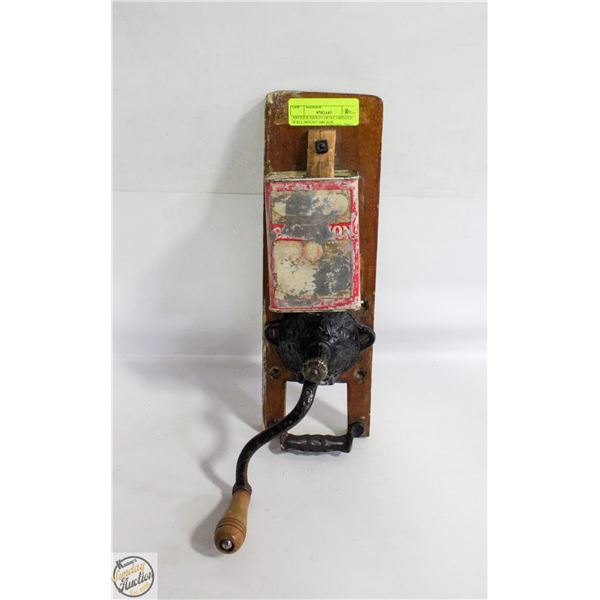 ANTIQUE HAND COFFEE GRINDER WALL MOUNT ARCADE