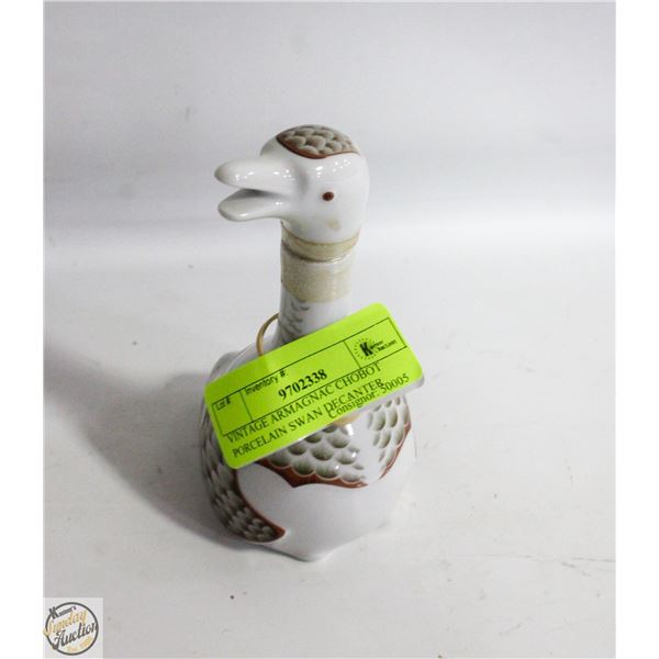 VINTAGE ARMAGNAC CHOBOT PORCELAIN SWAN DECANTER