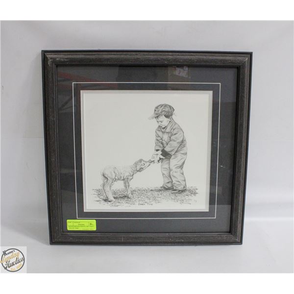 BERNIE BROWN PENCIL ART PRINT "SNACK TIME"