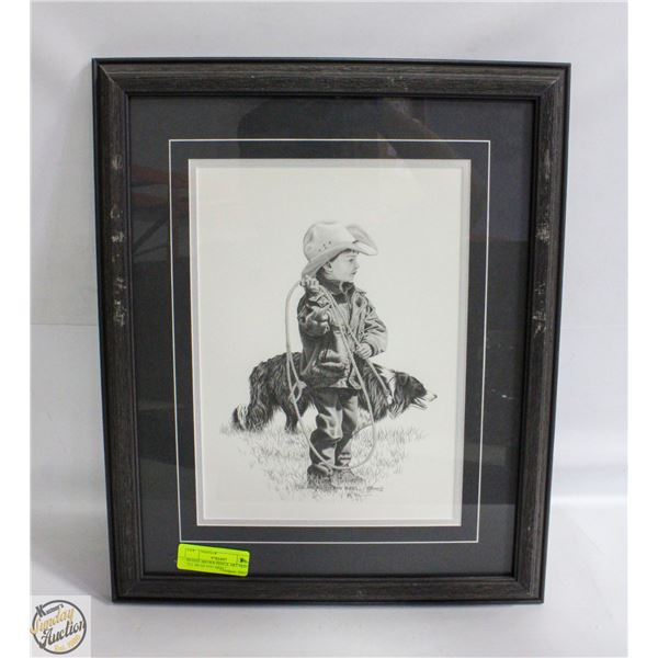 BERNIE BROWN PENCIL ART PRINT "ILL HEAD YOU HEEL"