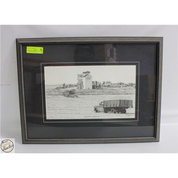 BERNIE BROWN PENCIL ART PRINT " HARVET MEMORIES"