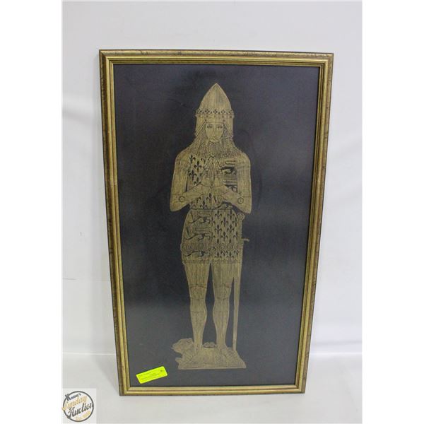 VINTAGE BRASS RUBBING - SALISBURY KNIGHT