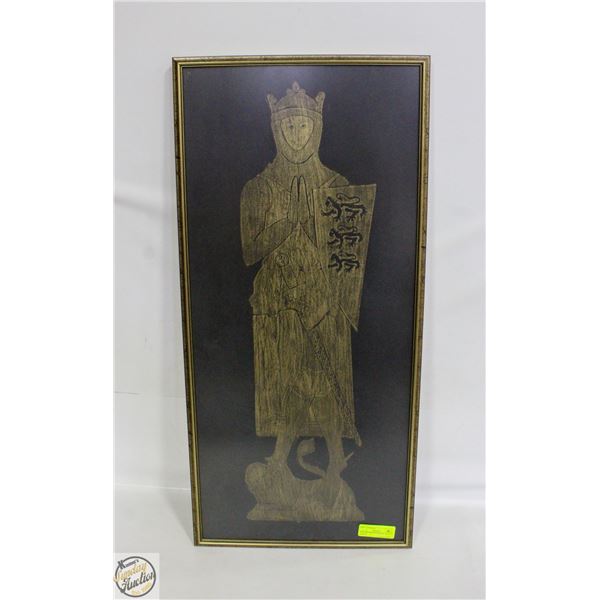 VINTAGE BRASS RUBBING - KING IN ARMOR