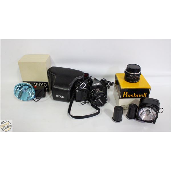 VINTAGE RICOH XR500 35MM FILM CAMERA WITH BUSHNESL