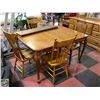 Image 1 : VINTAGE WOOD TABLE H-30" W-42" & 4 CHAIRS+2 LEAVES