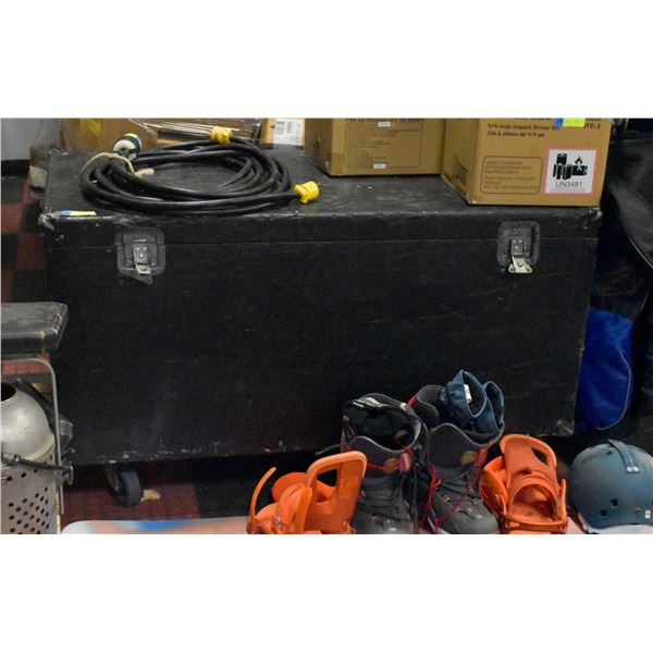 LARGE ROLLING WOODEN EQUIPMENT STORAGE