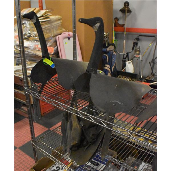 BUNDLE OF HANDMADE METAL GOOSE DECOYS (LEGS ARE