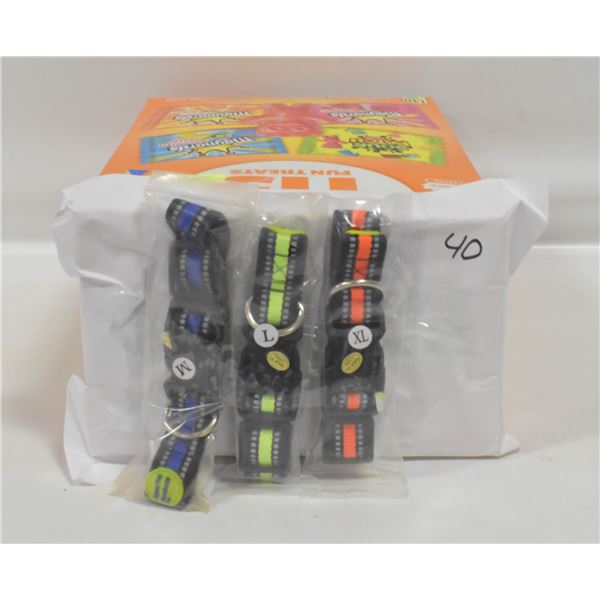 40 NEW NYLON REFLECTIVE DOG COLLARS BLUE ORANGE