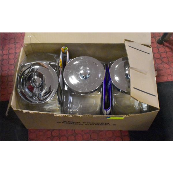 BOX CONTAINING 3 LARGE GLASS STORAGE JARS