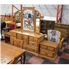 Image 1 : WOOD DRESSER WITH MIRROR 5' X 1.5' MIRROR 4'X3.5'