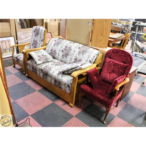 FLOWER ROCKING CHAIR WITH VINTAGE RED PLUS CHAIR